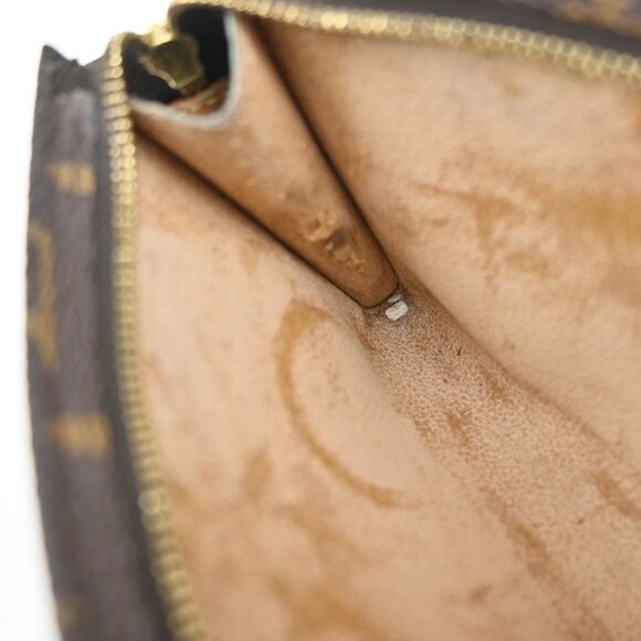 LOUIS VUITTON LV Logo Bucket PM Pouch Bag Monogram Leather Brown Gold 05EE827 - Picture 12 of 14